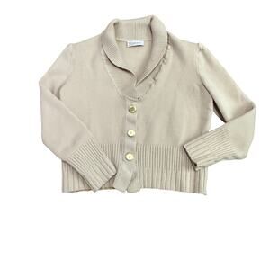St john Sport Shawl-Collar Cropped Cardigan Beige  Womens Large